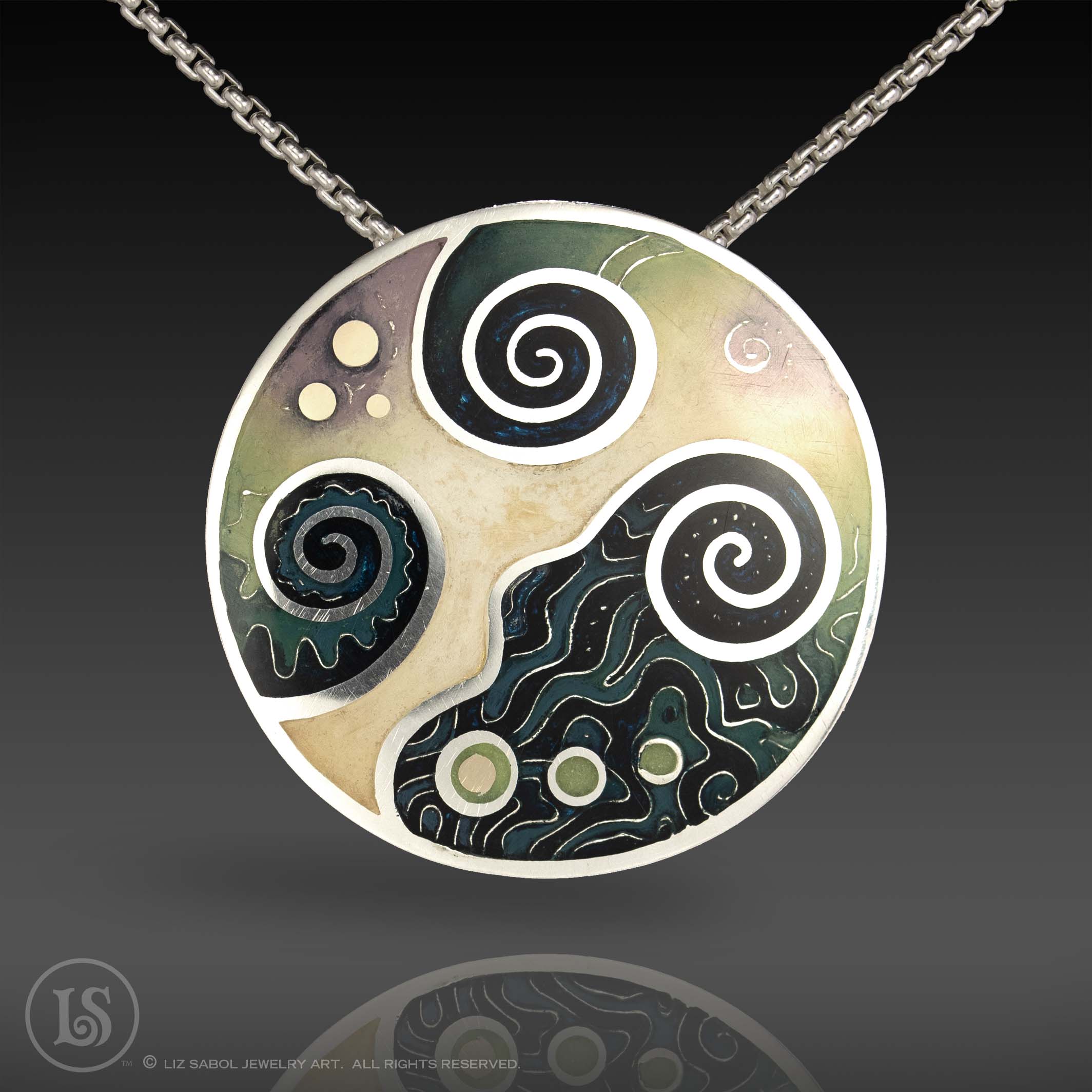 Jupiter I Pendant, 960 Sterling Silver, 14K Gold, 22K Gold